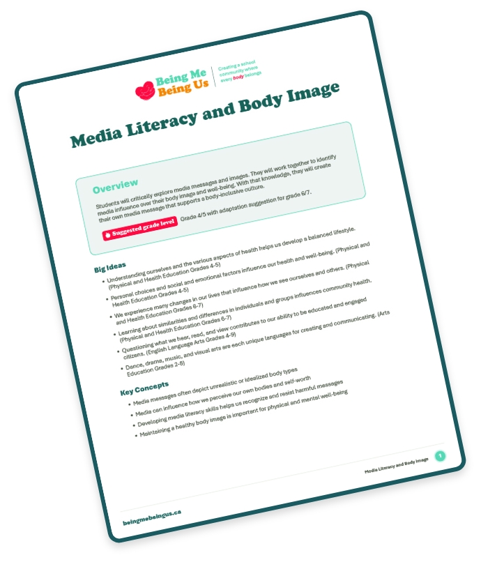 Media Literacy and Body Image Lesson Plan cover page
