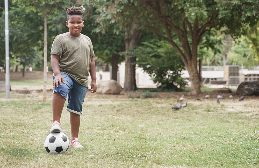 Young boy with soccer ball